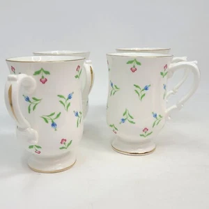 Mugs Royal Victoria Fine Bone China Coffee Cup Floral Gold Trim England Set of 4 - Picture 1 of 5