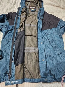Marmot Rain Jacket Mens L Blue Green Gore-tex-E-PTFE Hooded Zip Vents VTG 90s - Picture 1 of 24