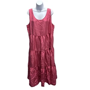 Abito Eileen Fisher donna taglia grande rosa caldo 100% seta a strati senza maniche - Foto 1 di 7