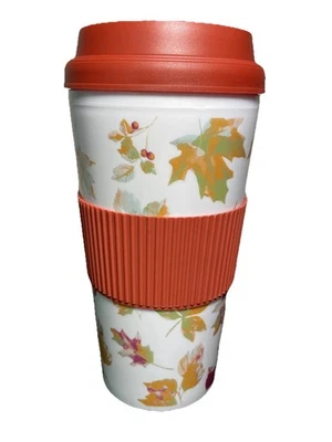 Vaso de viaje hojas de otoño tapa de taza de café y protector de funda de goma nuevo 20 oz Foto 1 de 4
