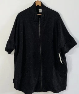 NWT Women’s Chicos Zip Front Cardigan Sweater Sz XL (3) Black New $109 Speckles - Picture 1 of 12