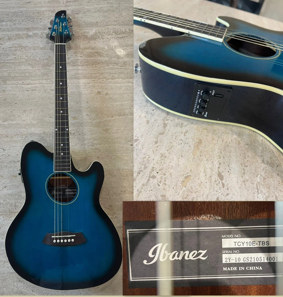 Usado Enchufe Ibanez Talan TCY10E - TBS (Azul Sunburst) Con Estuche Suave Gator Foto 1 de 1