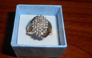 10K Yellow Gold 1.00 TCW Ladies Round Cut DIAMOND CLUSTER RING  Sz 8 ~~7.23G - Picture 1 of 13