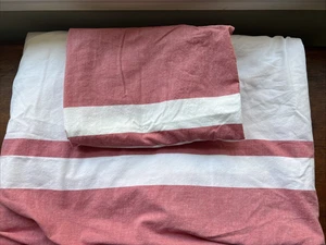 2pc IKEA Bjornloka Twin Red & White Stripe Cotton Duvet & Sham Nautical Cotton - Picture 1 of 9