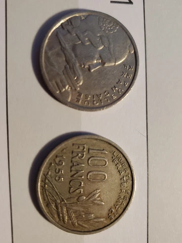 1954, 1955, or 1955 B France 100 francs coin Cover