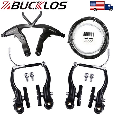 BUCKLOS MTB Bike V Brake Long Arm Calipers Lever Cable Housing Front Rear Set - Image 1 of 4