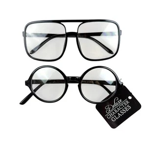 Deluxe Character Glasses Round Frame Square Frame Black Plastic 2 Pair - Bild 1 von 4