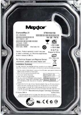 Hard Drive Maxtor Diamondmax 21 160GB 7200U/Min 2MB Ata STM3160215A 3.5'' Inch - Image 1 of 3