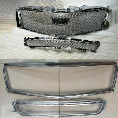 For 2013-2017 XTS Cadillac Chrome Front Mesh Bumper Grilles Upper & Lower Grille - Image 1 of 3