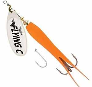 Mepps Flying C Single/Treble Hook Fishing Lure, 5/8-Oz, Hot Orange Sleeve/Sil...
