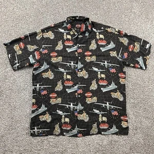Harley Davidson Shirt Men Large Black Tori Richard Motorcycle Boat Plane Flag - Picture 1 of 13