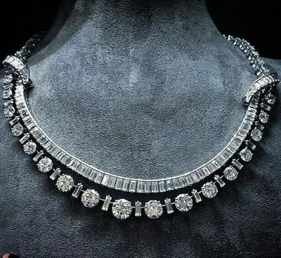 Collar redondo esmeralda de plata esterlina 925 maciza de 100 quilates para fiesta de cóctel  Foto 1 de 2