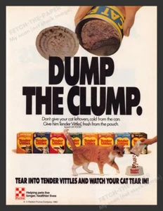 Purina Tender Vittles 1985 comida para gatos década de 1980 anuncio impreso 1985 - Imagen 1 de 1