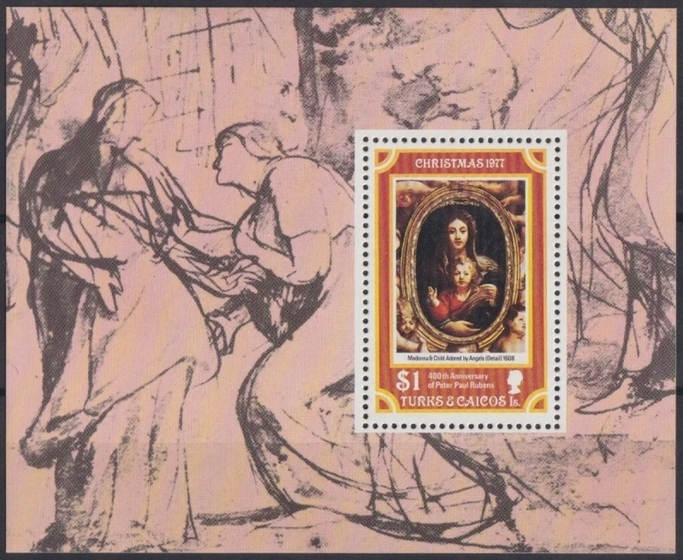 F-EX19772 TURK & CAICOS MNH 1977 CHRISTMAS NAVIDADES RUBENS ART.  - Image 1 of 1