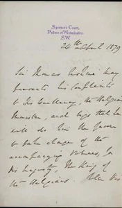 1879 British Historian THOMAS ERSKINE MAY sends his book to the KING OF BELGIUM - Picture 1 of 2