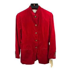 Vintage Red Velvet Military Steampunk Victorian Gothic Ringmaster Regal Jacket - Picture 1 of 8