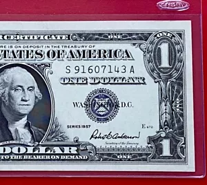 1957 $1 Dollar Silver Certificate (Blue Seal) Block S-A , Uncirculated - Picture 1 of 3