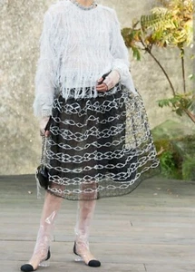 Chanel 2018 Fishnet falda plisada negra talla 36 - Imagen 1 de 14