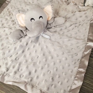 Pro Goleem Gray Baby Lovey Crinkle Ear Elephant Security Blanket Minky Dot Satin - Picture 1 of 5