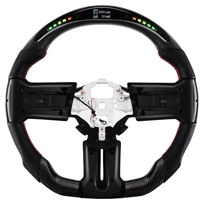 LOSCHEN Carbon Fiber LED Steering Wheel For Ford Mustang EcoBoost GT 2012-2014 - Image 1 of 4