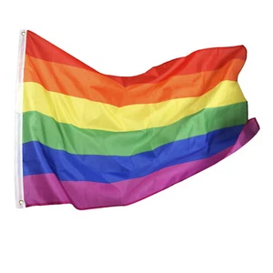 Rainbow Lesbian Gay Pride Banner Flag Outdoor Garden Polyester 3X5ft 90X150cm 1x - Picture 1 of 4