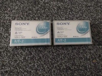 Nuevo y Sellado 2 Cartuchos de Cinta de Datos Sony AIT-2 50GB / 130GB, SDX2-50C 64k AIT2 Foto 1 de 2