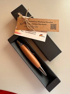Kugelschreiber aus heimischem Birnenholz handgedrechselt, in Geschenkverpackung - Bild 1 von 4