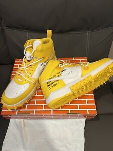 Nike Air Force 1 blanc mi-off hommes US 13 jaune rétro virgile maïs universitaire