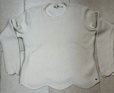 Suéter Ted Baker London Para Mujer Acanalado Cuello Redondo Mezcla Lana Color Marfil Talla 4 Foto 1 de 4