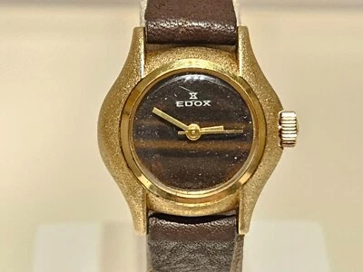 RELOJ MECÁNICO VINTAGE RARO LUJO PEQUEÑO 25mm chapado en oro damas "edox" 17j. Foto 1 de 4