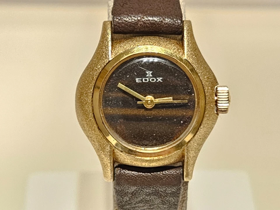 RELOJ MECÁNICO VINTAGE RARO LUJO PEQUEÑO 25mm chapado en oro damas "edox" 17j. Foto 1 de 4