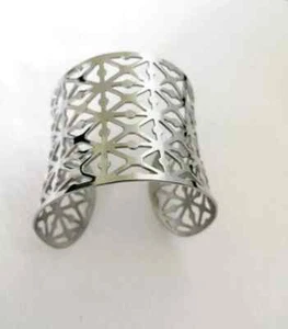 Breiter Armreif Armreifen Armspange breit Edelstahl silber Armschmuck Neu - Bild 1 von 4