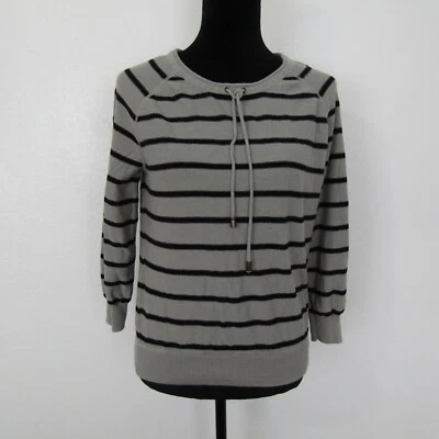 Camisa Top Blusa Pullover Grace Elements Para Mujer S Cuello Redondo Gris Negro Rayas Foto 1 de 4