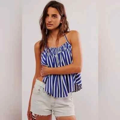Top halter We The Free Coastal Town azul/blanco a rayas nuevo sin etiquetas talla L Foto 1 de 4