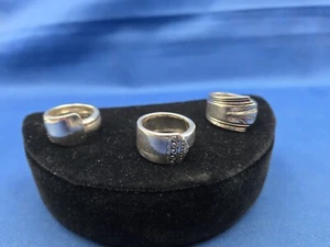 3 anillos de cuchara talla 6 hechos a mano de cubiertos vintage plateados #104 - Imagen 1 de 11