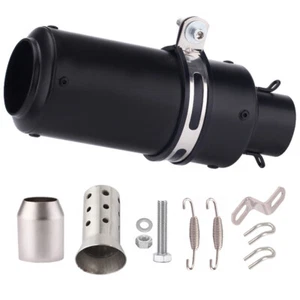 Slip-on 51mm 2" Universal Motorcycle Exhaust Muffler Pipe Tail Tips Black - Picture 1 of 6