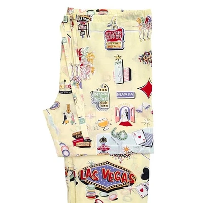 VTG 90s Nick & Nora MENS Pajama Pant Size L Cotton Las Vegas Casino Arcade Slots - Image 1 of 4