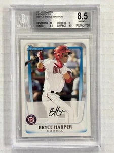 2011 Bowman Prospects Bryce Harper #BP1A BGS 8.5 NM-MT+ NATIONALS - Picture 1 of 2