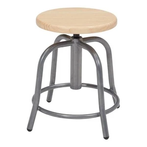 NPS 6800 Series 19-25" Height Adjustable Swivel Wood Stool in Gray/Oak - Picture 1 of 1