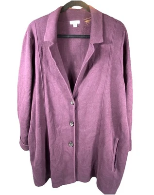 J Jill двойной трикотажа Blazer XL Petite куртка фиолетовый свитер карьера воротник 3 кнопки - Изображение 1 из 4