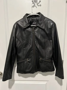 Giacca Motociclista Pelle Wilsons Vintage 1985 Taglia Large Nera - Foto 1 di 9