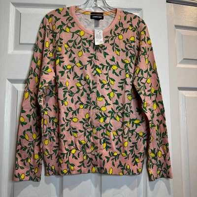 Lands End Womens Lemon Cardigan Sweater Supima Cotton Cottagecore Size M NWT - Image 1 of 4