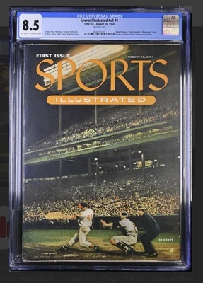 FIRST ISSUE Sports Illustrated #1 August 16, 1954 - Graded CGC 8.5 Eddie Mathews - Image 1 of 2