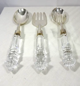 3 teiliges Servierbesteck Set Vintage Plexiglas Griffe Edelstahl - Bild 1 von 2