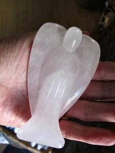 Cuarzo rosa cristal curativo tallado ángel natural pulido amor sanación estatua - Imagen 1 de 22