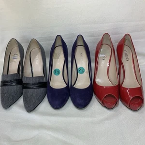 Nine West Pumps Guess High Heels Slip On Pointed Peep Toe Platform 7.5 Bundle - Picture 1 of 21