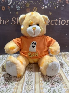 Build a Bear Candy Corn Plush Halloween Bear w/Orange Boo Ghost Shirt - Picture 1 of 12