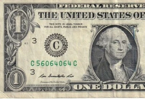 C56064064C NICE CONDITION REPEATER ONE DOLLAR NOTE - Picture 1 of 3