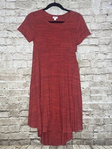 Vestido de mujer LuLaRoe Carly alto-bajo talla XXS rojo negro micro rayas nuevo con etiquetas - Imagen 1 de 6