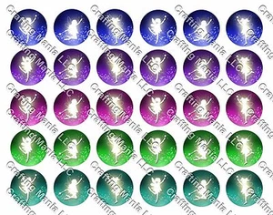30 Precut 1" Fairy Silhouette Bottle cap Image Set 1 - Picture 1 of 1